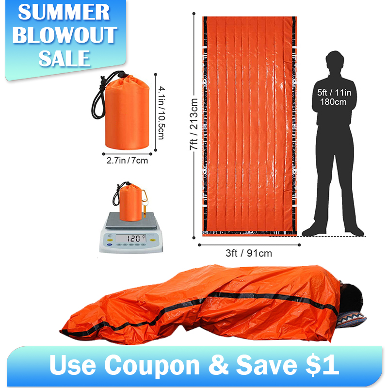 Emergency Mylar Tent - 緊急用マイラー寝袋 保温防水 - キャンプ ハイキング用軽量サバイバルギア コンパクトサック