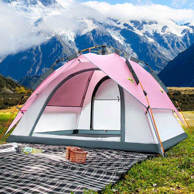 Emergency Mylar Tent - キャンプやハイキング用の折りたたみ式テント,4〜5人用,ピンクと緑のテントのセット,二層折りたたみ式テント
