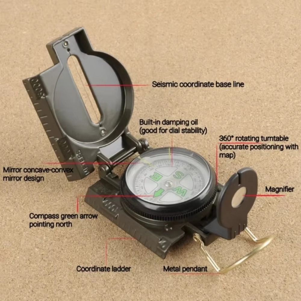 防水プロフェッショナルコンパス アルミ合金製 折りたたみレン - Compass Lensatic のレビューと価格