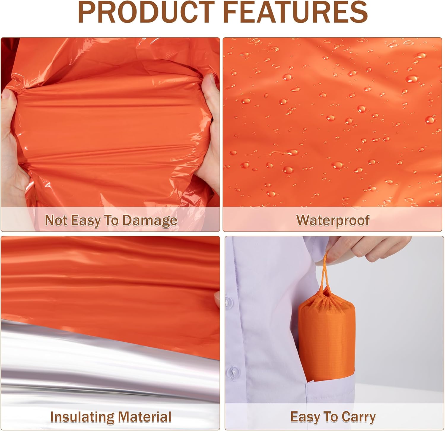 緊急用マイラー寝袋 保温防水 - キャンプ ハイキング用軽量 - Emergency Mylar Tent のレビューと価格