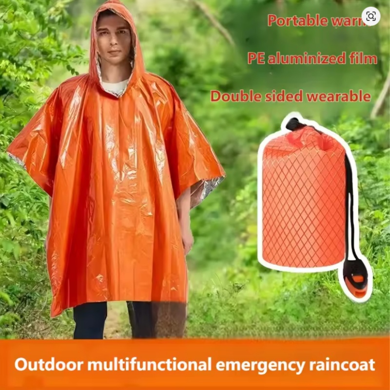 緊急用ポンチョ4枚組、フィルム製保温レインコートブランケット - Survival Blanket Reflective のレビューと価格